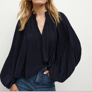 Veronica Beard ~ Walker Pleated Top ~ Navy Blue ~ Small 4
